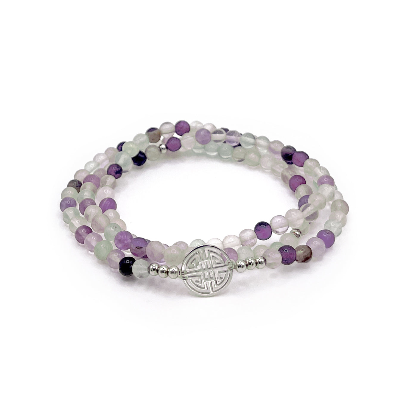 Lucky Flora · Fluorite, Triple Silver Lucky Bracelet