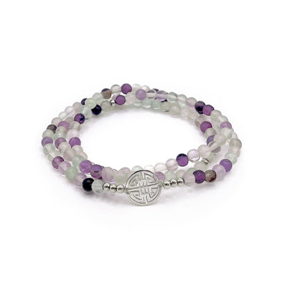 Lucky Flora · Fluorite, Triple Silver Lucky Bracelet