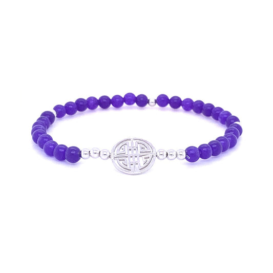 Lucky Amethyst, Silver Amulett Bracelet