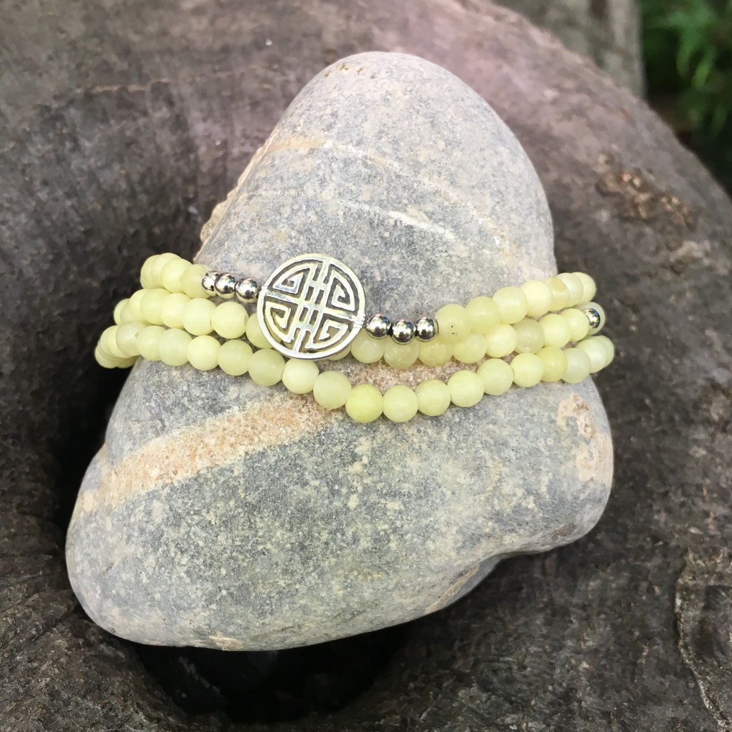 Lucky Yvette · Yellow Agate, Triple Silver Lucky Bracelet