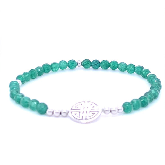 Lucky Amira · Green Agate, Silver Lucky Bracelet