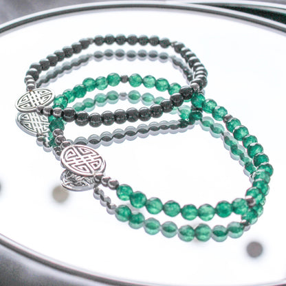 Lucky Amira · Green Agate, Silver Lucky Bracelet