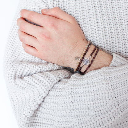 Lucky Grace · Brown Garnet, Triple Silver Lucky Bracelet