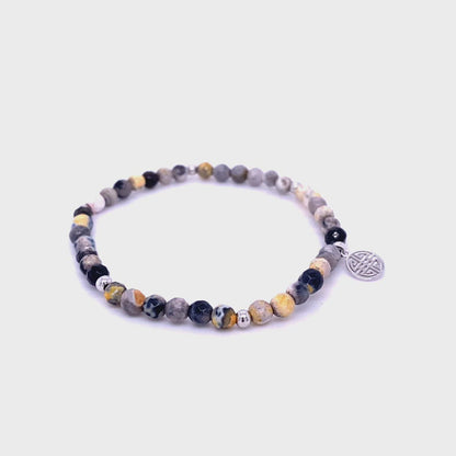 Lucky Alia · Agate and Onyx, Silver Lucky Bracelet