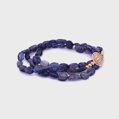 Lucky Sodalite, Triple Rose Gold Lucky Bracelet