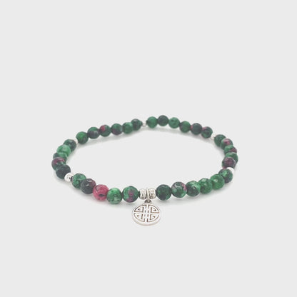 Lucky Alana · Green and red Agate, Silver Lucky Bracelet