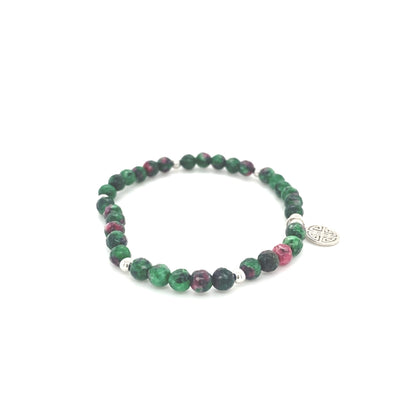 Lucky Alana · Green and red Agate, Silver Lucky Bracelet