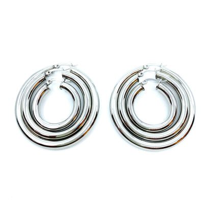 Classic Wide Creoles - White Gold