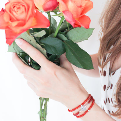 Lucky Chloe · Carnelian, Triple Silver Lucky Bracelet