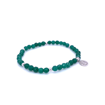 Lucky Amira · Dark Green Agate, Silver Lucky Bracelet