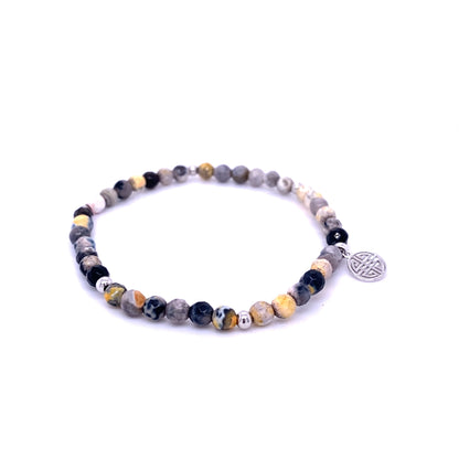 Lucky Alia · Agate and Onyx, Silver Lucky Bracelet