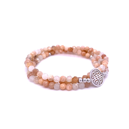 Lucky Muna · Moonstone, Triple Silver Lucky Bracelet