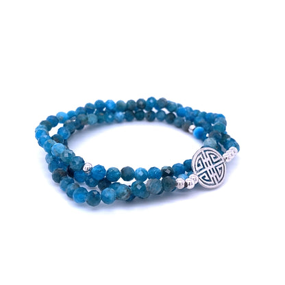 Lucky Angel · Ocean-blue Apatite, Triple Silver Lucky Bracelet