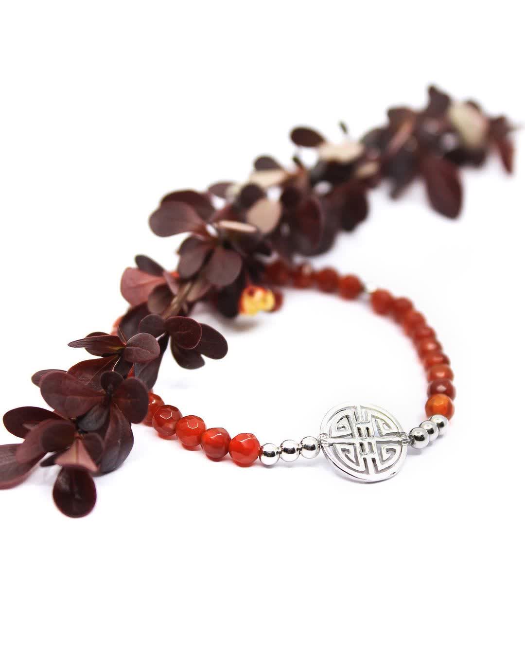 Lucky Chloe · Carnelian, Silver Lucky Bracelet