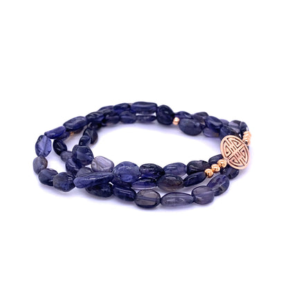Lucky Sodalite, Triple Rose Gold Lucky Bracelet