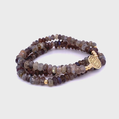 Lucky Labradorite, Large Stones, Triple Gold Lucky Bracelet