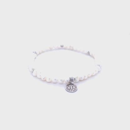 Lucky Pearl · Freshwater white Pearls, Silver Lucky Bracelet