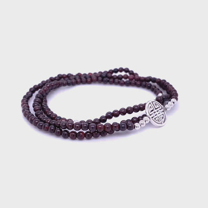 Lucky Grace · Brown Garnet, Triple Silver Lucky Bracelet