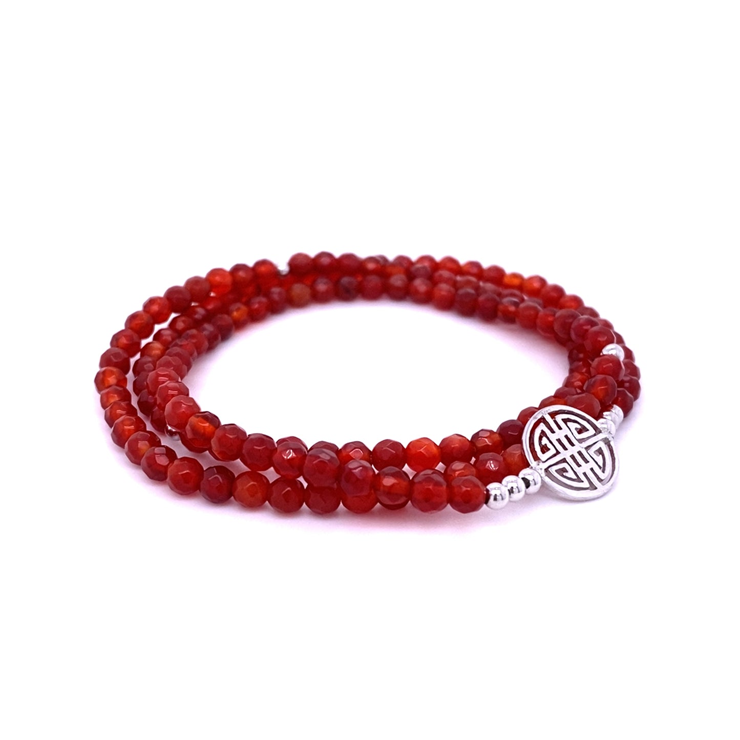 Lucky Chloe · Carnelian, Triple Silver Lucky Bracelet